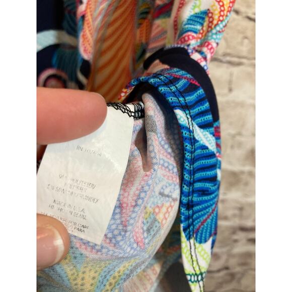 Chetta B Dress Womens Small A Line Tropical Jungle Print Colorful Stretch Draped - Picture 13 of 14